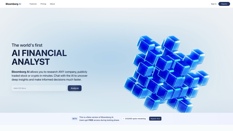 Bloomborg AI main page screenshot
