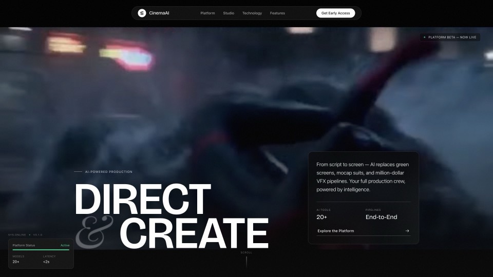 Cinema AI main page screenshot