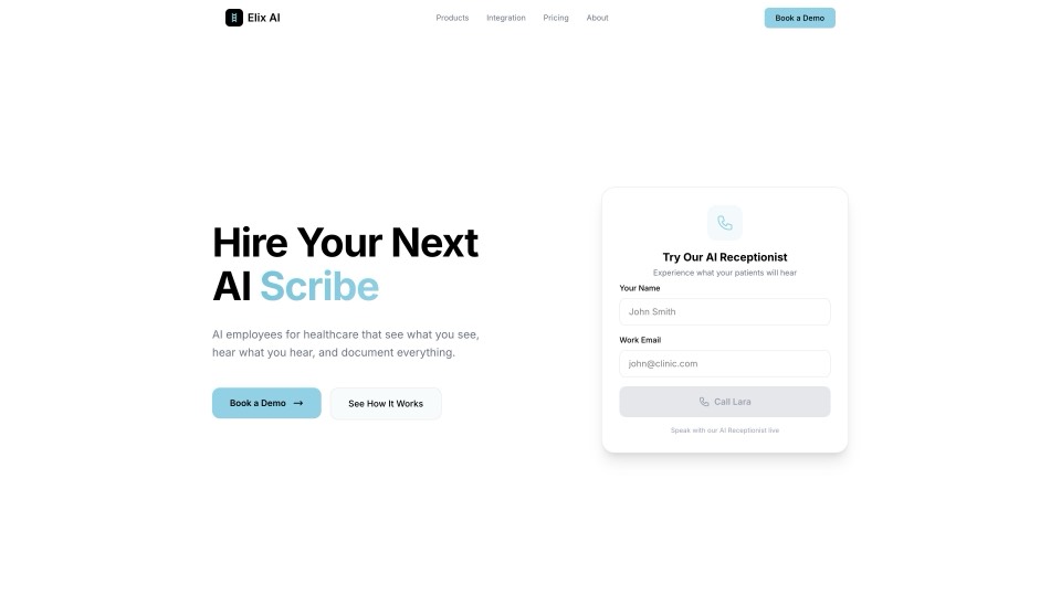 Elix AI main page screenshot