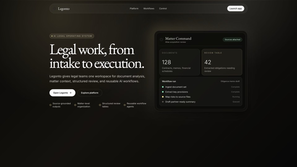 Legonto main page screenshot